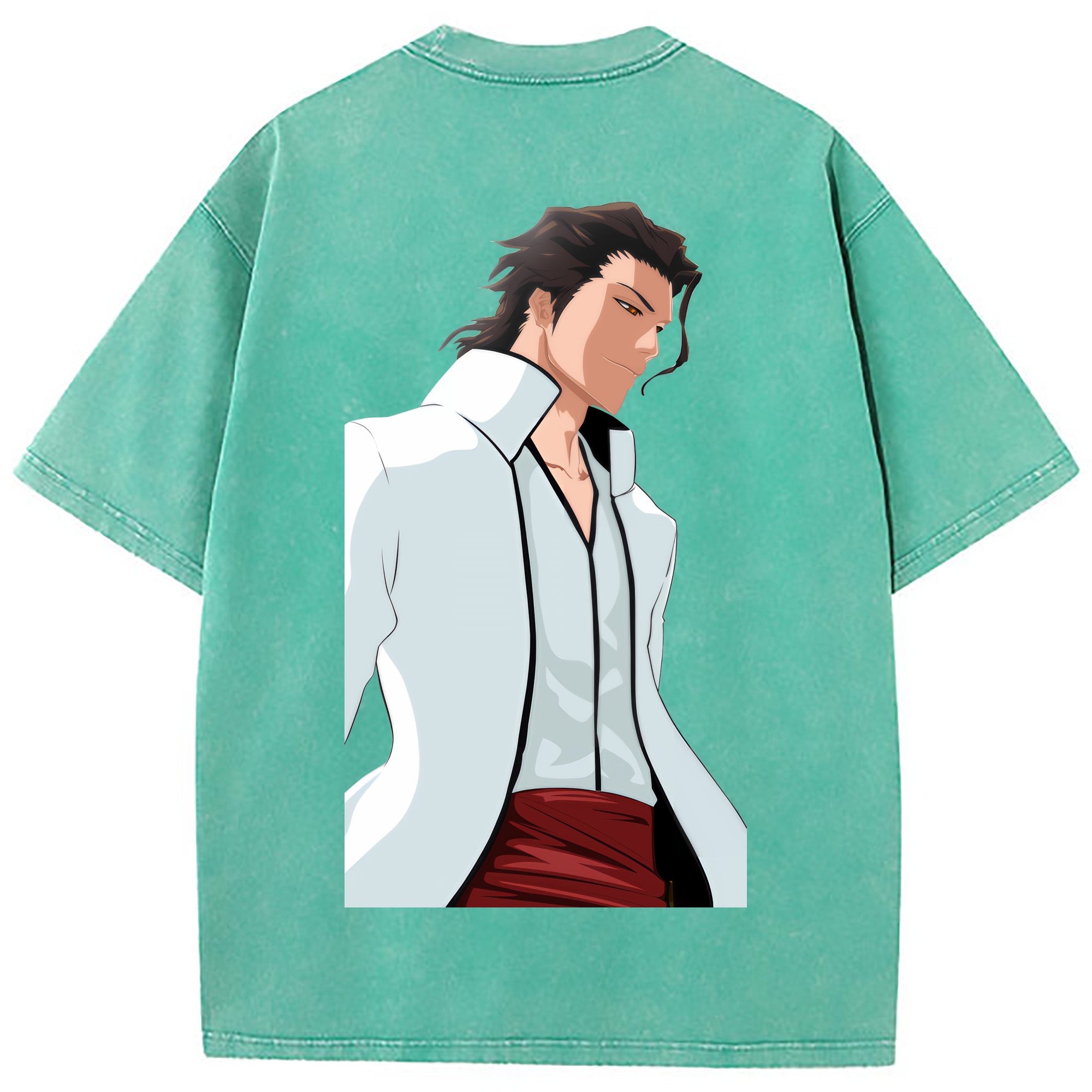 （画像用） ブリーチ 藍染 惣右介（あいぜん そうすけ） BLEACH Aizen Sousuke 綿100% ヴィンテージ風 半袖Tシャツ（背面プリント）